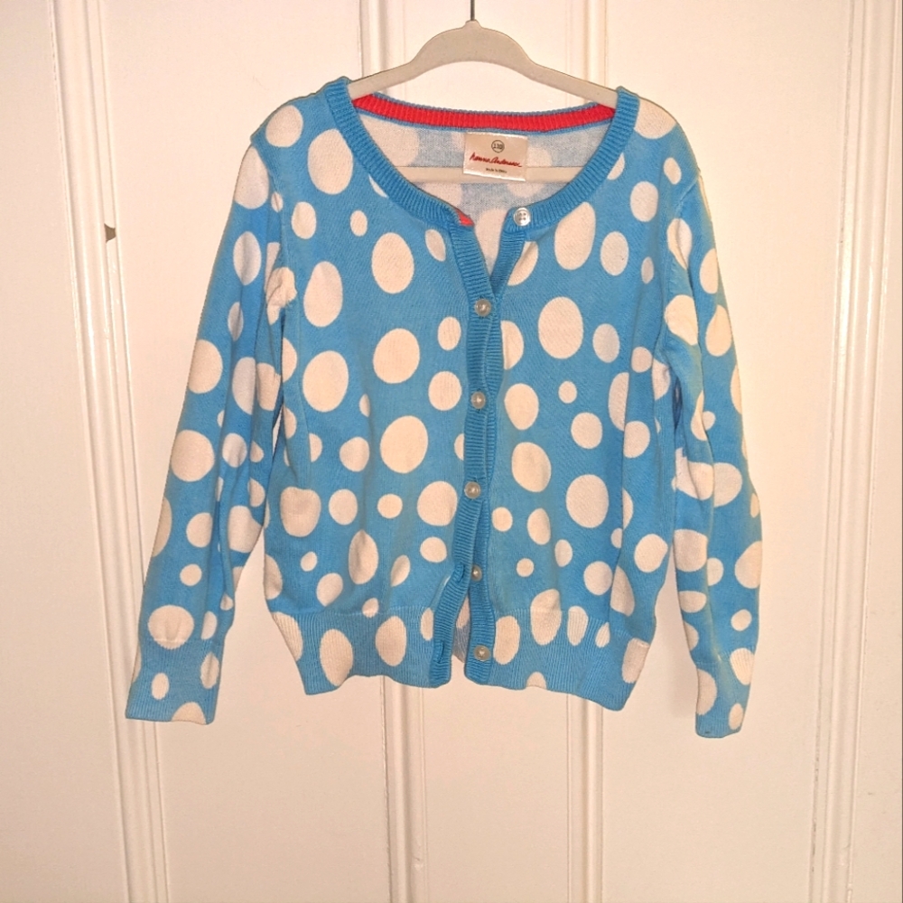 Hanna Andersson Blue and White Polka Dot Sweater